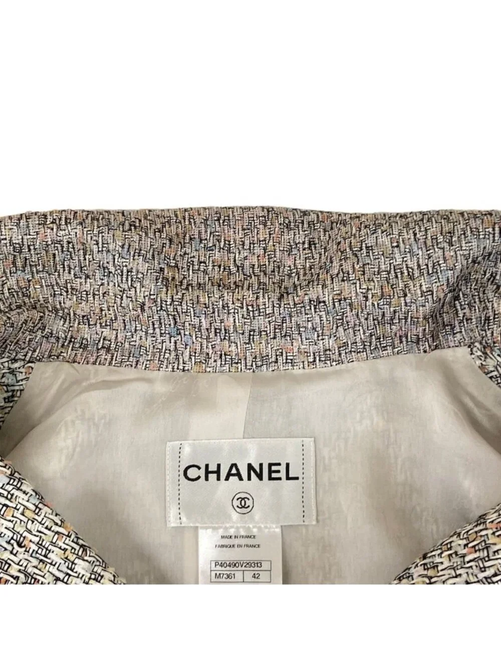 Chanel Jacket 42 L Martin Margiela Era Black White Multi 3/4 Sleeve Tweed Cotton